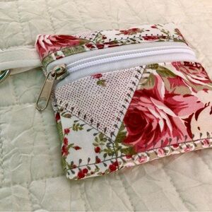 Floral Patchwork Wristlet Pouch key ring-Key chain Coin Purse